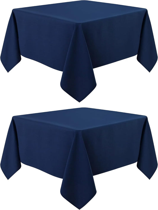 2 Pack Square Table Cloth 60X60 Inch Navy Washable Fabric Tablecloth Polyester Solid Dining Table Cover for Birthday Party Dinner Holiday Outdoor Indoor