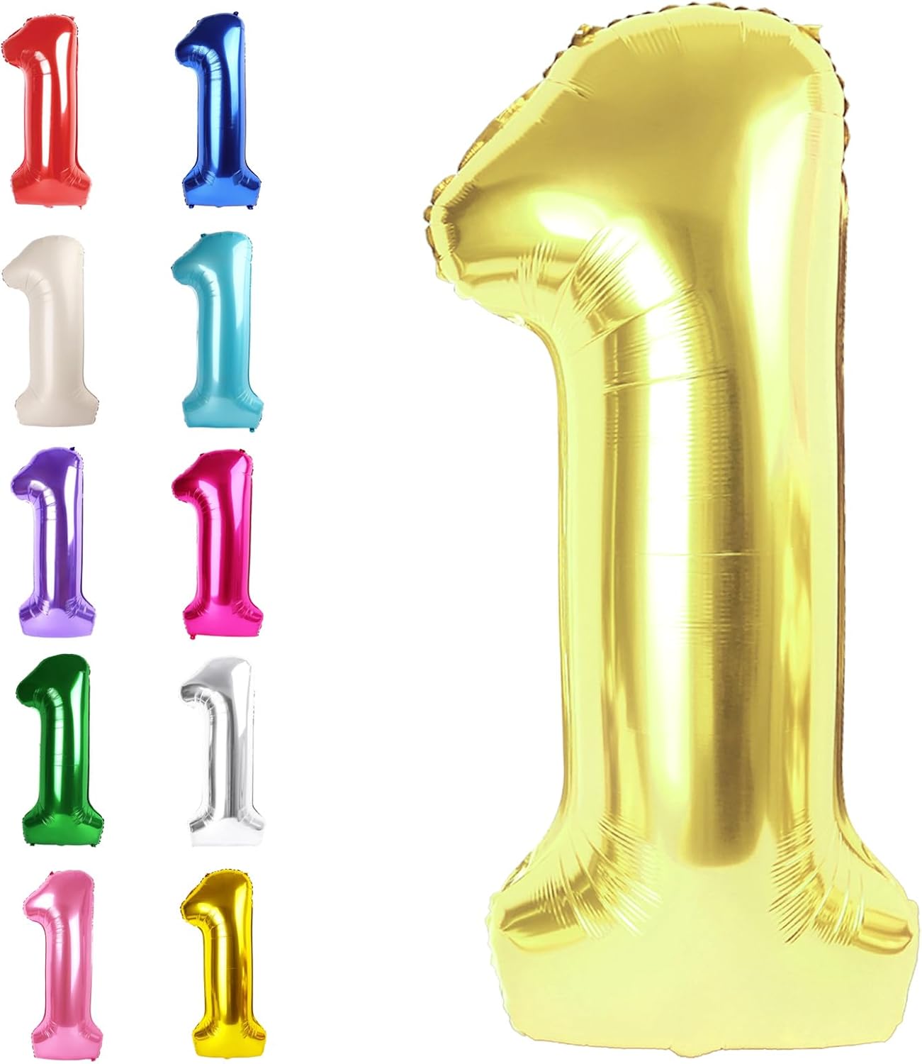 Light Gold Number 1 Balloon 40 inch, Number 1 Birthday Balloons for Boy Girl, Champagne Gold Foil One Balloon for 1st 10 11 12 16 18 Birthday Party, Anniversary Celebration Numbers Decorations