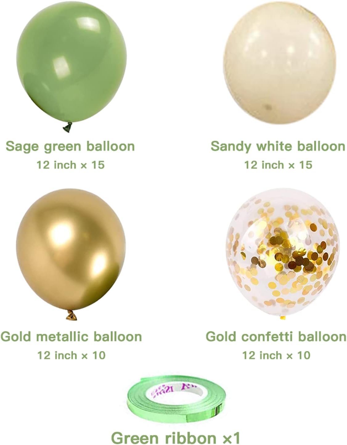 Sage Green Gold Confetti Balloons - 50 pcs Olive Green Blush Gold Metallic Latex Balloon for Eucalyptus Birthday Brida Shower Wedding Bridal Shower Party Decorations…