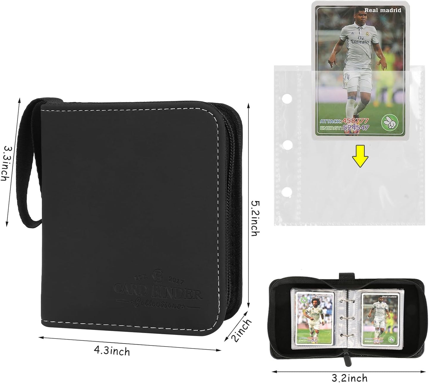 Trading Card Binder, Card Collection Binder Album Folder with 80 Side Loading Pockets, 1 Pocket Trading Card Album Folder for TGC,MTG, Baseball Cards, Yugioh