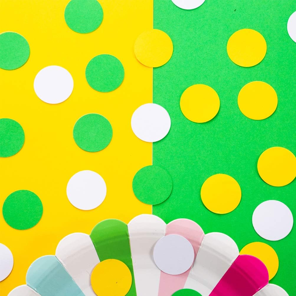 Glitter Confetti Circle Dots for Table Wedding Birthday Party Decoration, 1.2 inch in Diameter (yellow,green,white,200pc)