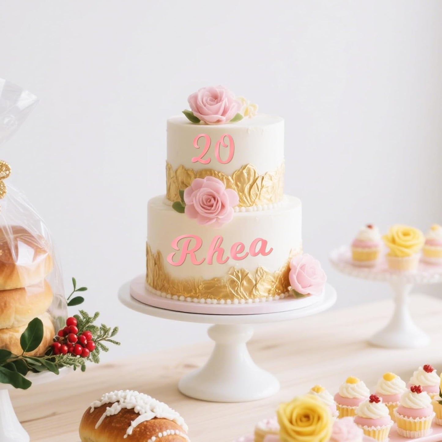 126 PCS Custom Name Cake Topper Acrylic Letters DIY Personalized A-Z & 0-9 Number Alphabet Cake Decoration For Wedding Anniversary Baby Shower Party Birthday Supplies (Rose Gold)