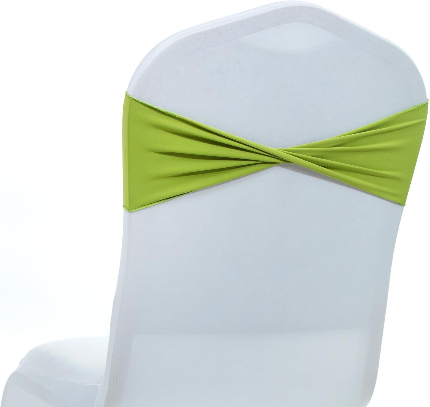 MDS Pack of 250 Spandex Chair Sashes Bows Elastic Stretch Dining Chair Bands Ties Without Slider Buckle Universal fits for Wedding Baby Shower Birthday Party Banquet Event Decoration - Apple Green