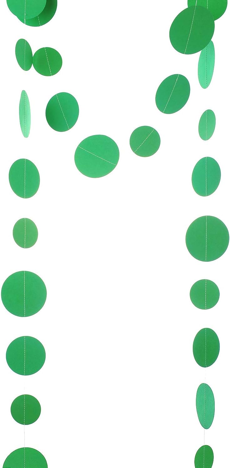 Green Paper Garland Circle Dot Party Banner Streamer Backdrop Hanging Decorations, 20 Feet in Total