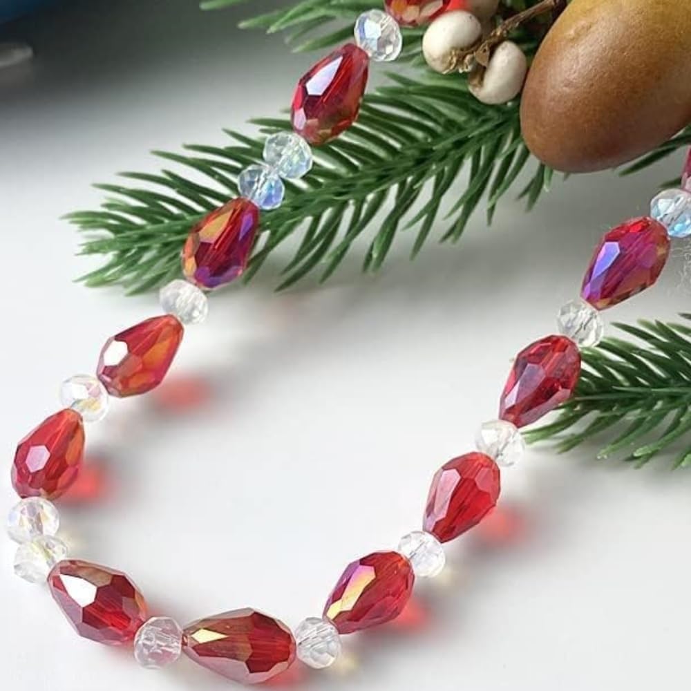 200pcs 3x5mm Teardrop Crystal Glass Beads for Jewelry Making, Faceted Vertical Hole Teardrop Glass Spacer Beads for Wind Chimes Bracelet Earring Necklace DIY Craft(Rainbow)