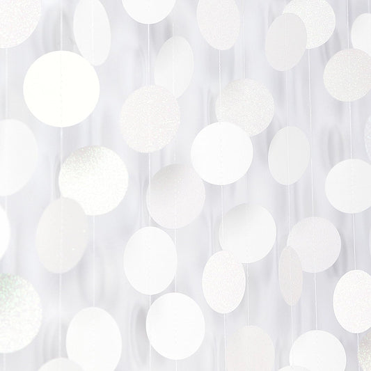 White Glitter Party-Decorations Paper-Garland Streamers - 52ft Birthday Banner Baby Shower Bachelorette Wedding Hanging Supplies Decor Hugfond