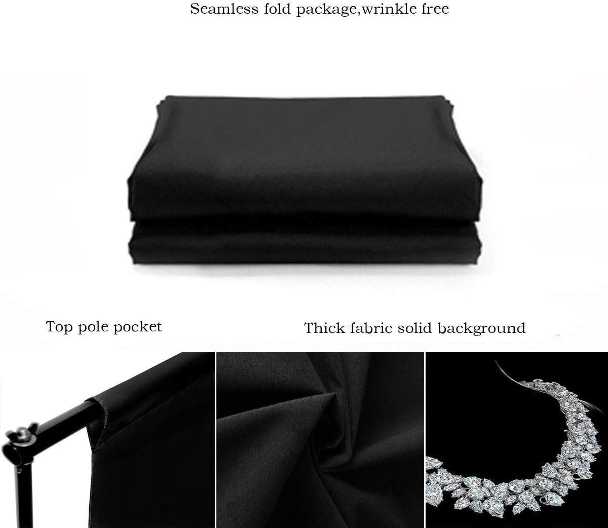 Black Backdrop for Photography Portrait Background Screen for Photo Backdrop Video Photography Studio (10x20ft, Black)
