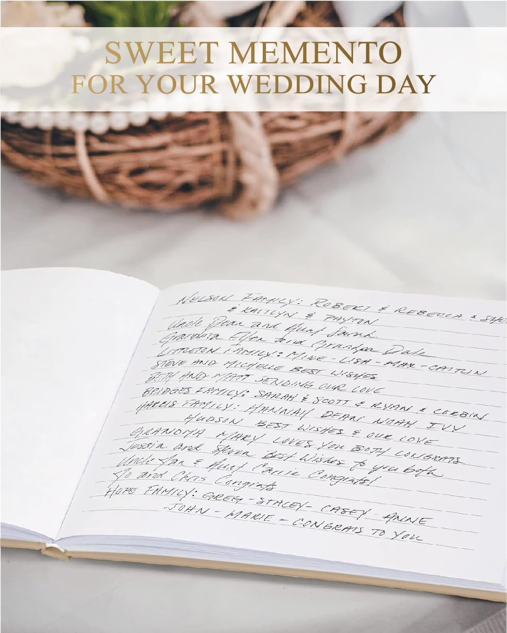 Elegant Linen Wedding Guset Book - Polaroid Guest Book for Wedding Reception,Baby Shower,Bridal Shower and Special Events - 100 Blank Pages for Sign in and Photos (A-Beige)