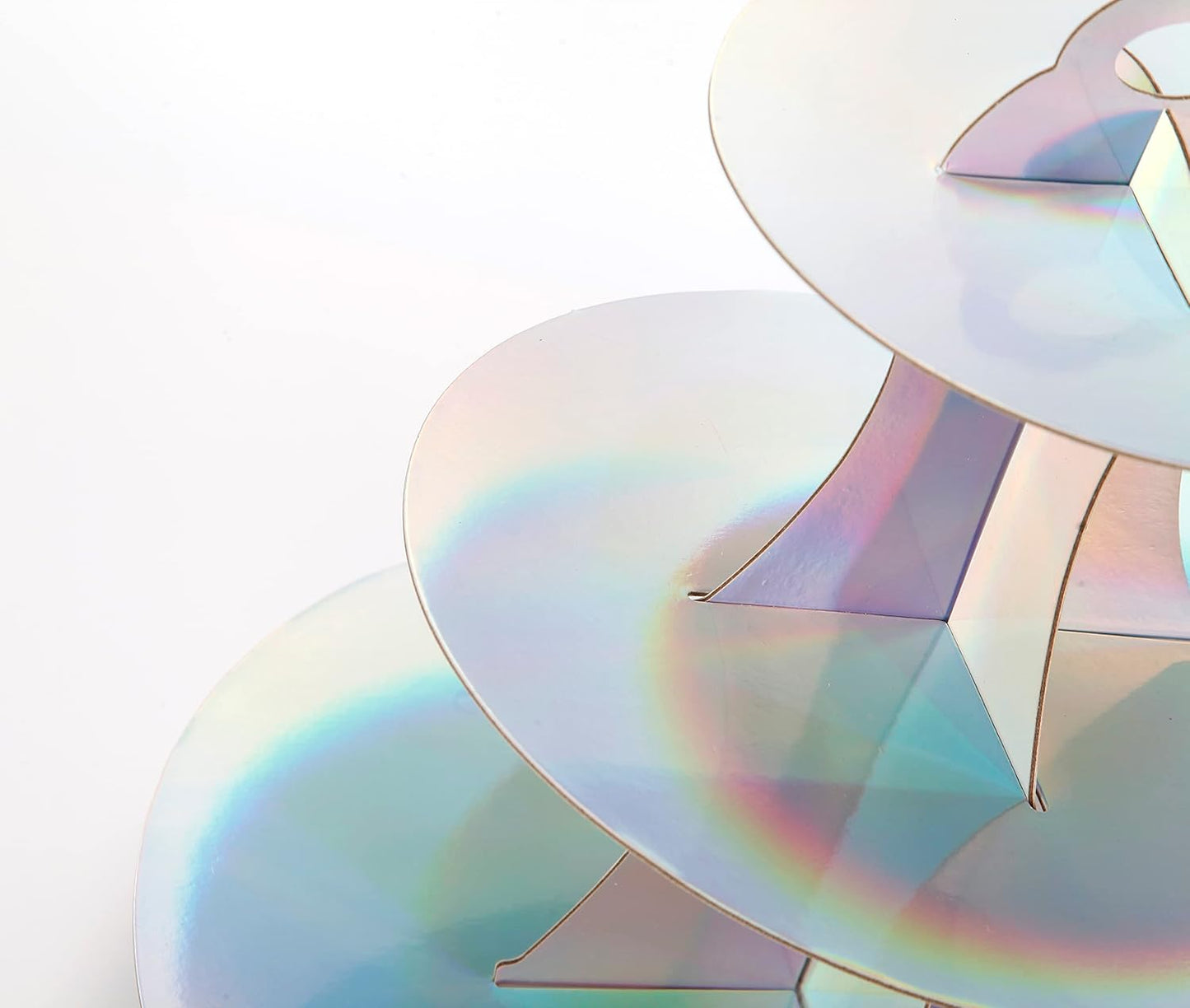 3-Tier Cupcake Stand, Round Rainbow Cake Stand Holder, Tiered DIY Cupcake Stand Tower for Dessert Table Displays, Birthday Theme Party Favors Decoration, Floral Tea Party, 12" W x 12.8" H, Laser