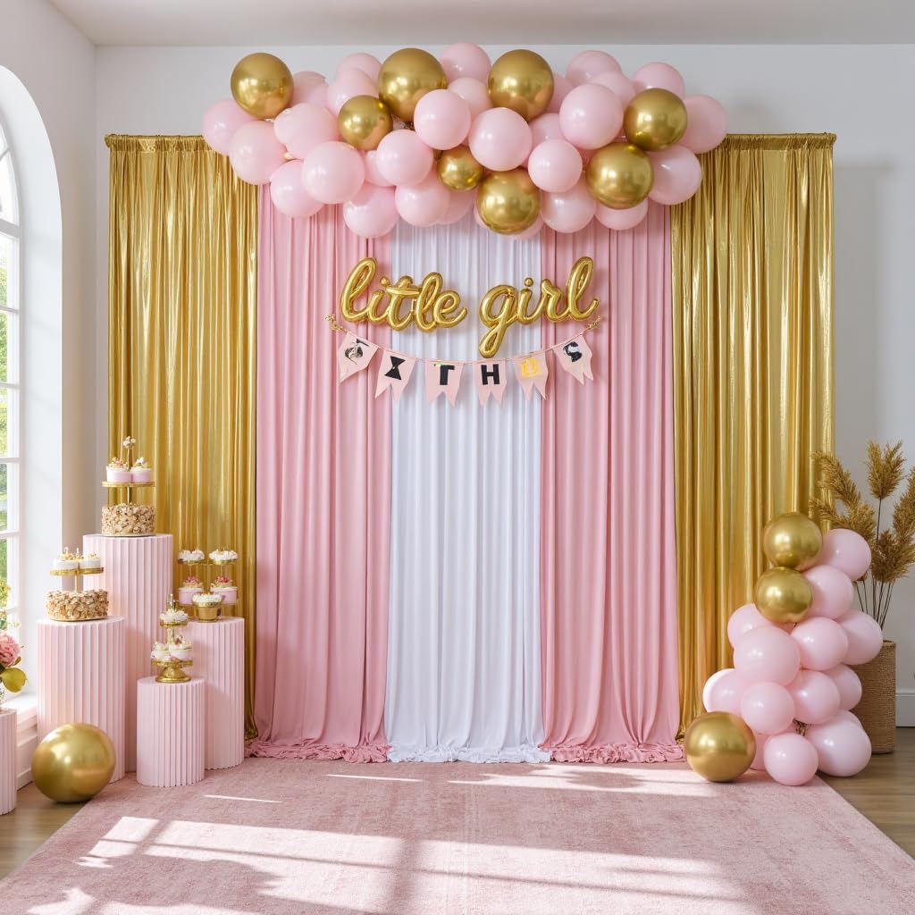 Outpain 10x14ft Gold Sequin Backdrop Curtains -Heavy Duty Gold Photography Backdrops with Non-Shedding Glitter, Wrinkle-Free Stage Drapes for Wedding/Christmas/Studio Shoots (5x14ft 2 Panels)