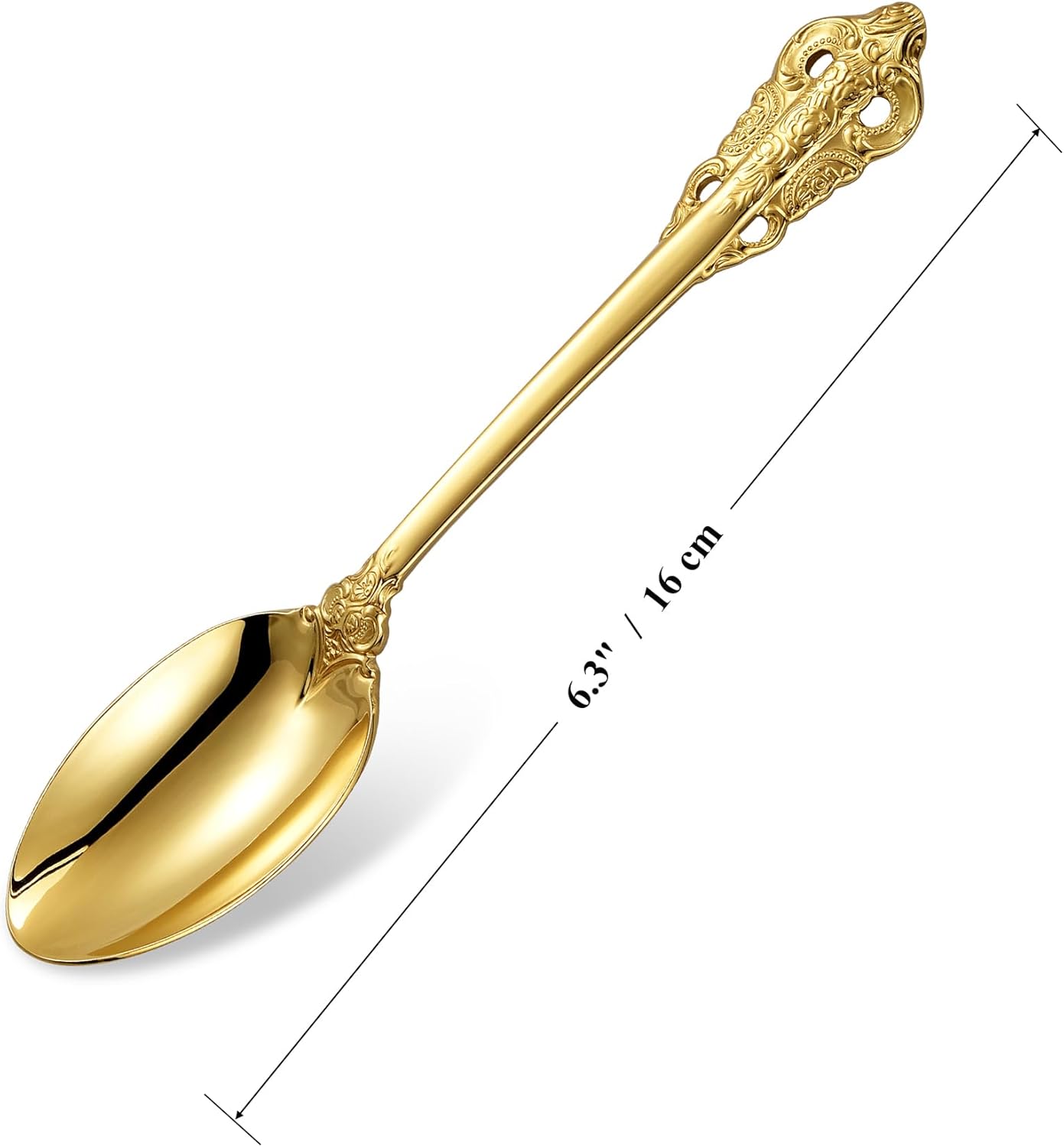 KEAWELL Luxury 6.3" Teaspoons, 18/10 Stainless Steel, Gorgeous Small Spoons, Stirring, Mixing, Sugar, Cake, Dessert Spoons, Mini Antipasto spoons (Gold)