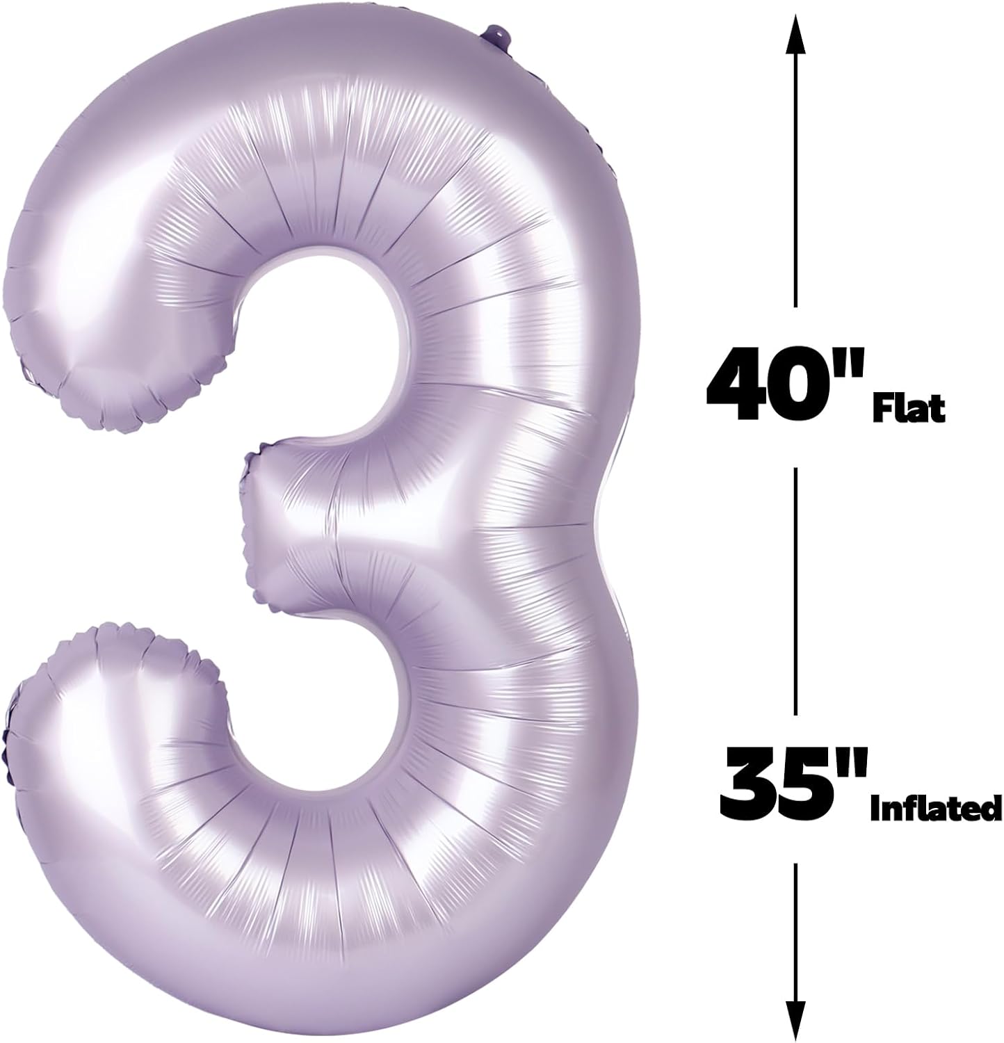 Large 40 Inch Lavender 3 Number Balloon, 3 13 23 30 33 36 38 Lilac Birthday Party Decorations, Numbers Three Foil Balloons for Anniversary Party Graduations Celebration Supplies