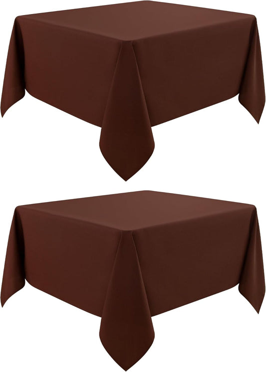 2 Pack Square Table Cloth 70X70 Inch Chocolate Washable Fabric Tablecloth Polyester Solid Dining Table Cover for Birthday Party Dinner Holiday Outdoor Indoor