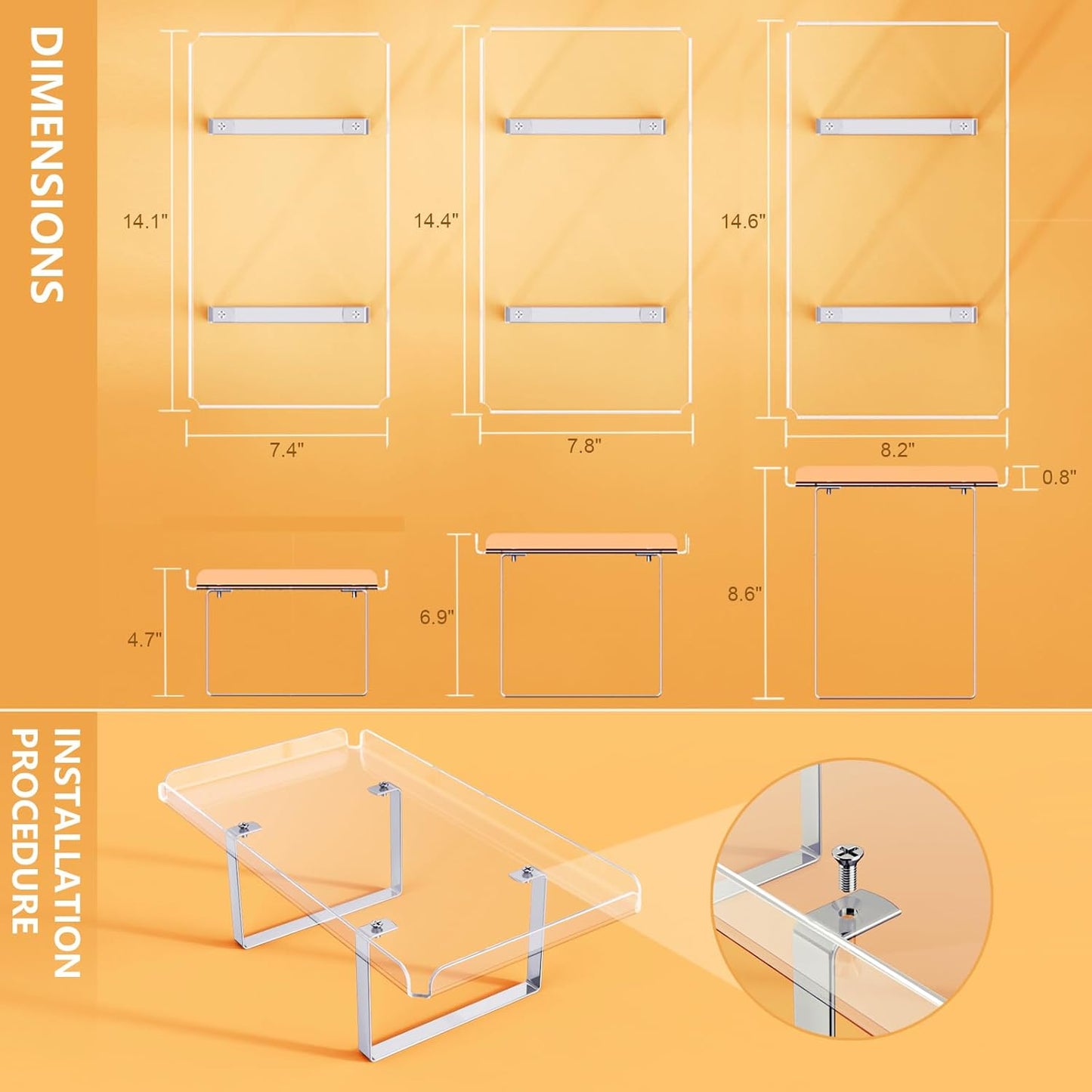 3 Pieces Cupcake Stand Holder, Clear Acrylic Dessert Table Display Set with Iron Support Legs for Birthday Candy Bar Décor Weddings, Parties Events