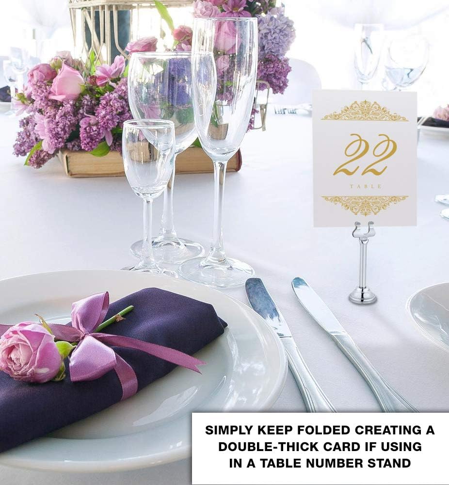 Paisley Wedding Table Numbers (Select Color/Quantity), Champagne, Gold, 1-80, Double Sided, Tent or Use in a Stand, Great for Parties & Restaurants - Made in the USA
