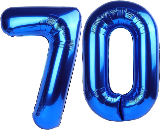 Blue Jumbo Number 70 Balloon 40 Inch, Women Men 70 Birthday Supplies, Foil Helium 70 Birthday Giant Balloon, Mylar Blue Number Balloons Anniversary Decorations
