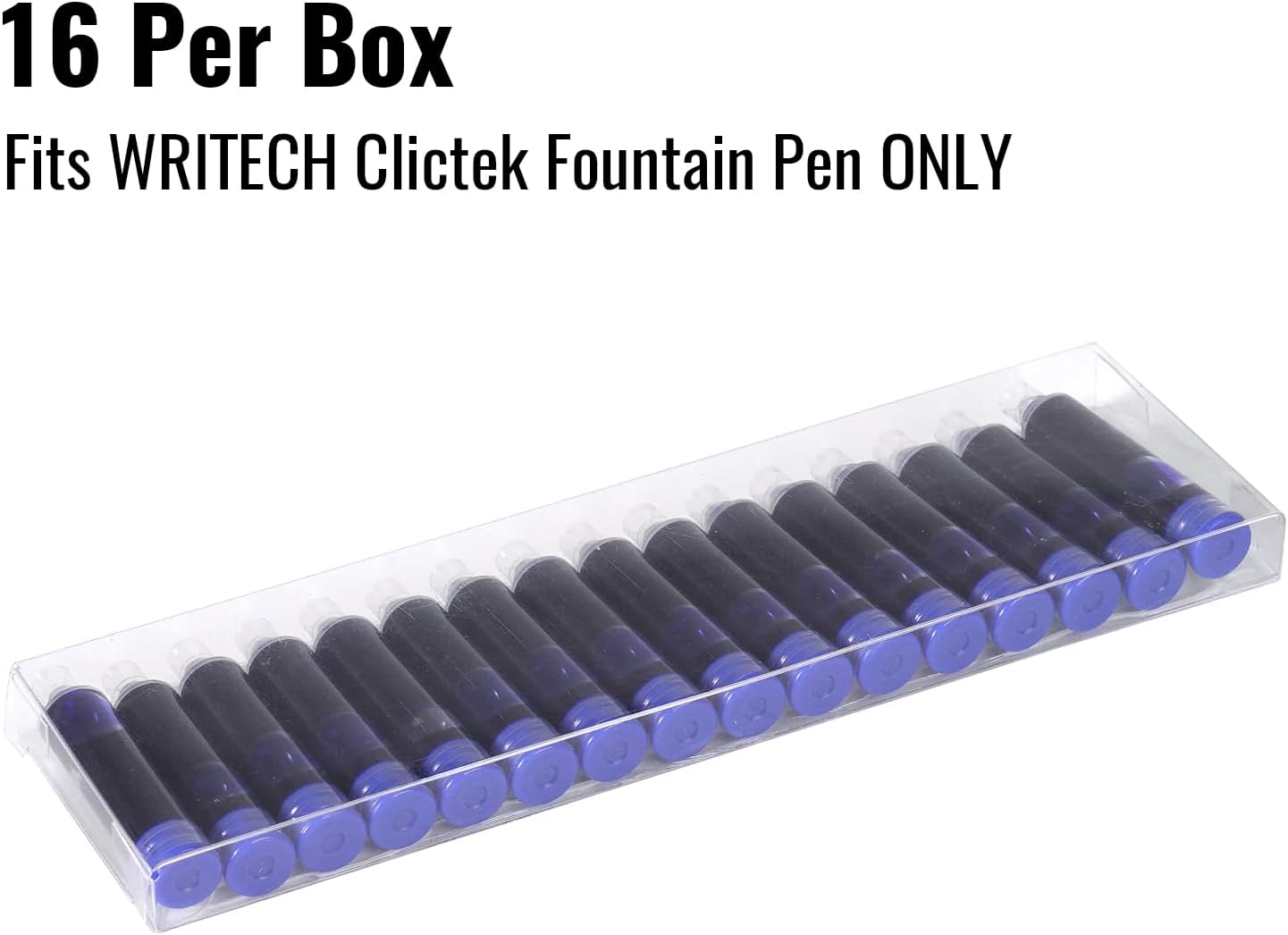 WRITECH Blue Ink Cartridge Set: 16 Ink Cartridges Clictek Fountain Pens