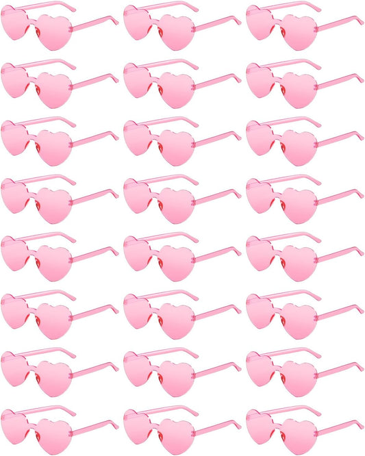 12 Pairs Heart Shaped Sunglasses for Women Colorful Glasses Fun Trendy Transparent Heart Sunglasses Party Favor (Multiple Pink)