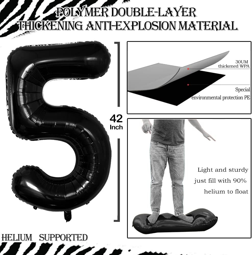 GOER Number 50 Balloons for 50th Birthday Party Decorations,42 Inch Jumbo Foil Helium Balloons for 50th Anniversary (Black)