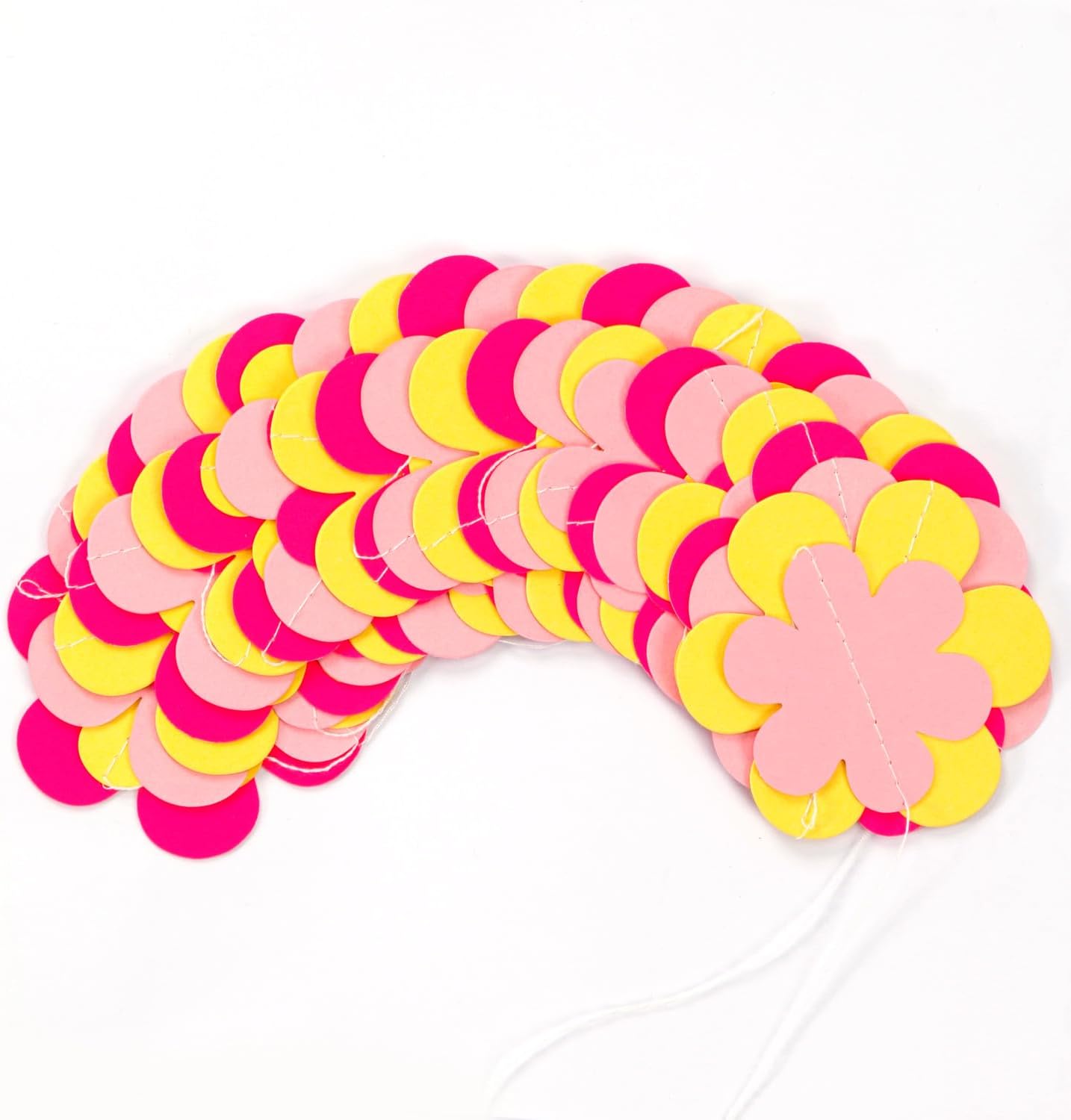 Hot-Pink Yellow Fall Party-Decorations Streamers-Garland - 52ft Boho Flower Hanging Paper Banner, Groovy Birthday Baby Bridal Shower Bachelorette Wedding Classroom Decor Hugfond