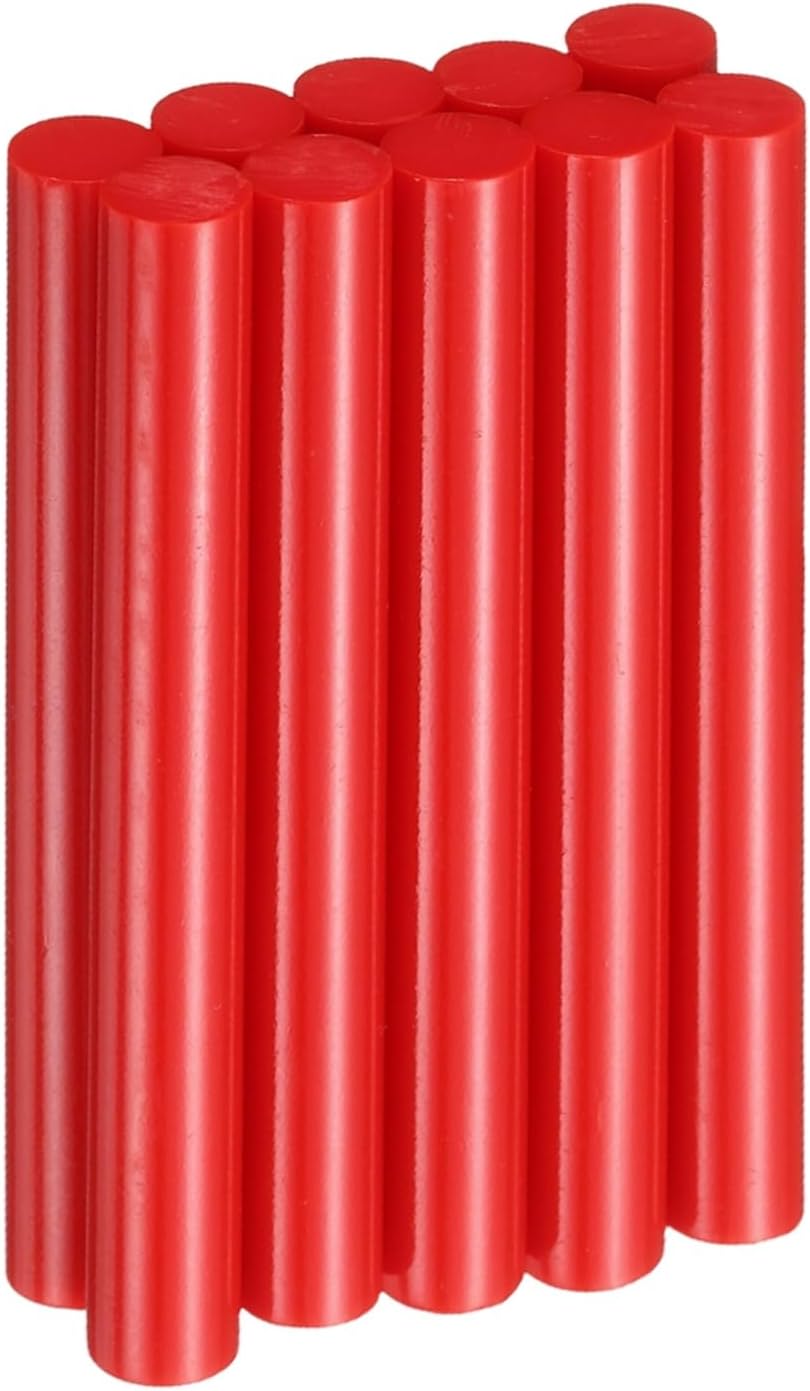 HARFINGTON 10pcs Hot Glue Sticks 0.43" Dia x 3.94" Long EVA Mini Hot Melt Adhesive Glue Stick for Hot Melt Gun Wood Plastic Glass Flowers Fabrics Foam, Red