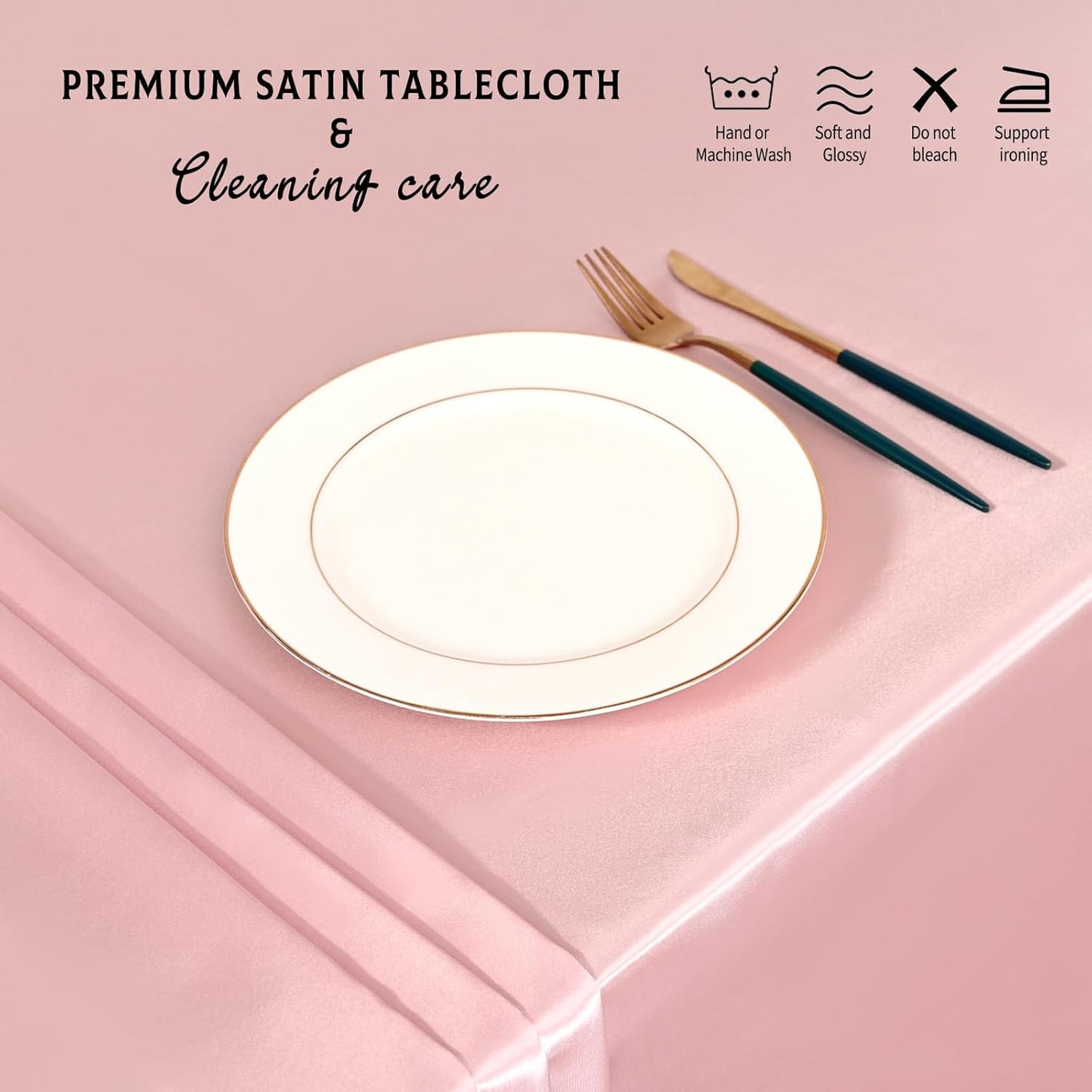 6 Packs Satin Tablecloth 57 x 108 Inch Rose Gold Rectangular Table Cloth Silk Tablecloth Smooth Fabric Overlay Satin Table Cover Decoration for Wedding Party Banquet Events