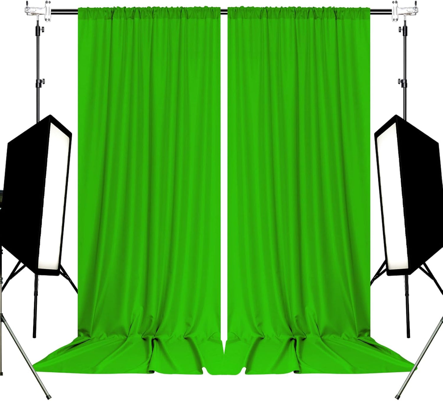 10ft x 8ft Green Screen Backdrop for Photography, High Density Backdrop Curtains, Backdrops for Photoshoot for Photography, Video Calls, Streaming, Gaming, Greenscreen Background, 5ft x 8ft, 2 Panels
