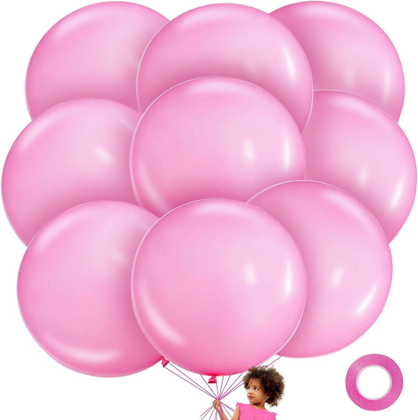 KAWKALSH Pink Balloons 9pcs 36 Inch Extra Large Big Jumbo Giant Matte Pink Balloons for Baby Shower Valentine's Day Princess Bridal Shower Bachelorette Birthday Party Decorations