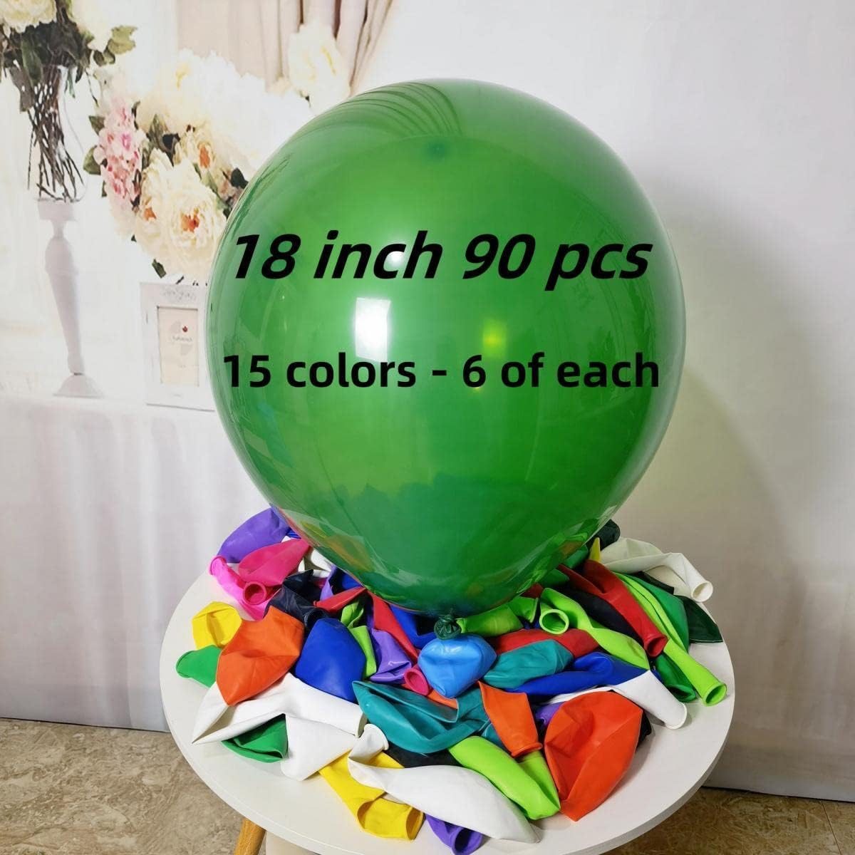 90 Pack 18 inch Balloons 15 Kinds Colors Latex Colorful Party Balloon Bulk for Various Party Events Decorations