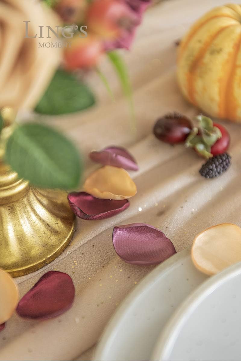 Ling's Moment Rose Petals, Silk Flower Petals for Wedding/Aisle/Flower Girl Baskets/Table Centerpiece Décor,etc.Burgundy Navy Gold 400pcs