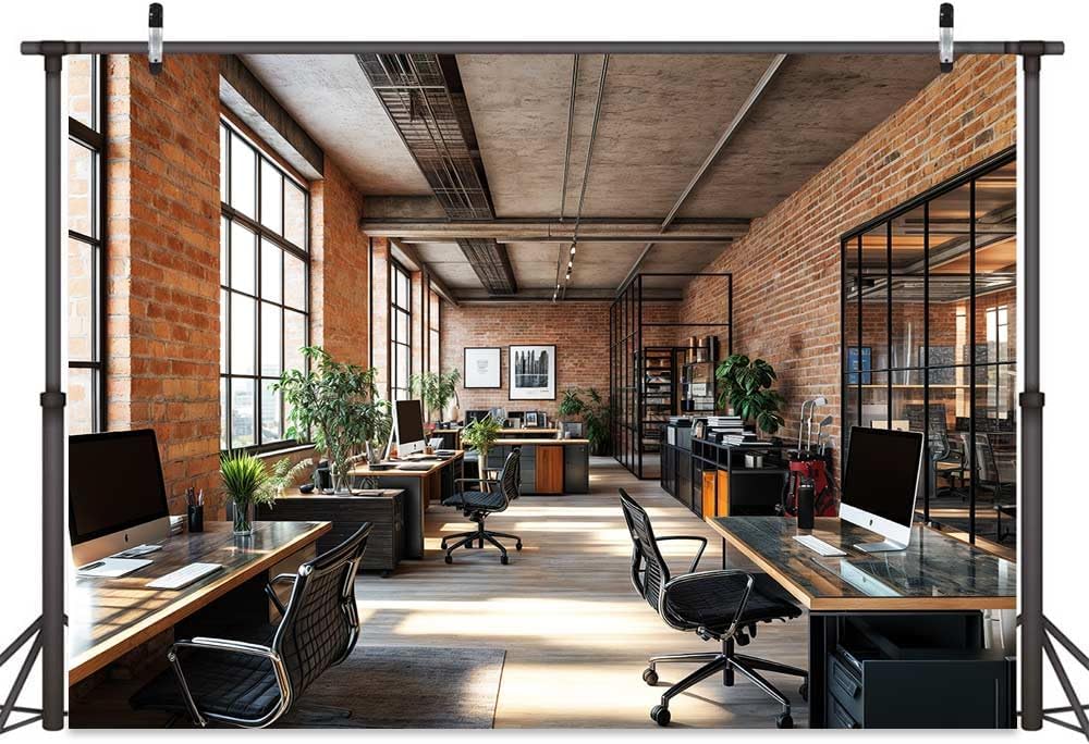 8X6ft Office Video Photo Backdrop Photography Background for Recording Conference, Zoom Home Podcast Backdrops Photo Booth Prop Decorations Wall Decor Tablecloth