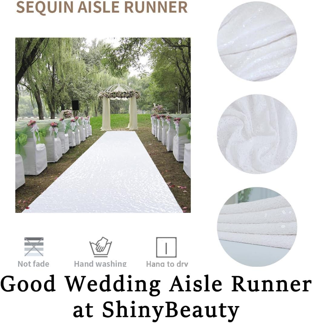 ShinyBeauty 4x20 FT Wedding Aisle Runner Rug - White Waterproof Non-Slip Ceremony Carpet for Outdoor, Beach, Party Events