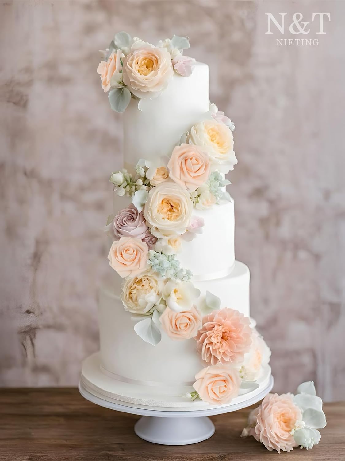 N&T NIETING Artificial Flowers, 50Pcs Fake Flowers Roses Perfect for DIY Wedding Bouquets Centerpieces Bridal Shower Party Home Flower Arrangement Decorations, Blush