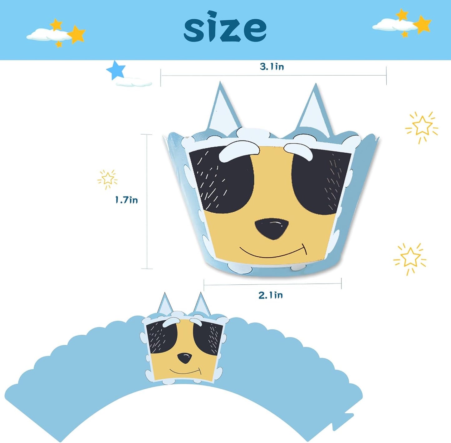 Cartoon Blue Dog Cupcake Wrappers 20pcs Dog Family Cupcake Liners Baking Cups for Blue Dog Theme Birthday Party Supplies Baby Shower Decorations