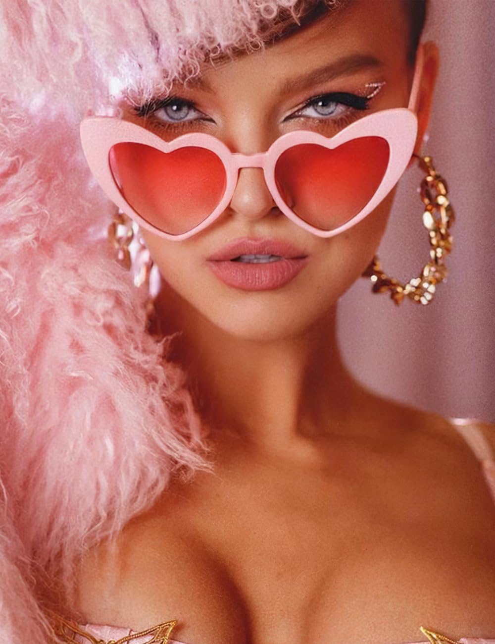 8 Pack Heart Sunglasses Vintage Cat Eye Heart Glasses Retro Bachelorette Bride Sunglasses Bulk for Women