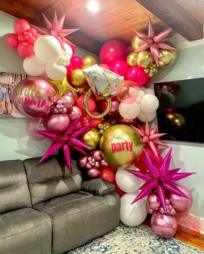 3pcs 26inch babe pink Star foil balloons.babe Explosion Star burst star balloon-Spike cone balloon for birthday party decorations,wedding,Bachelor party