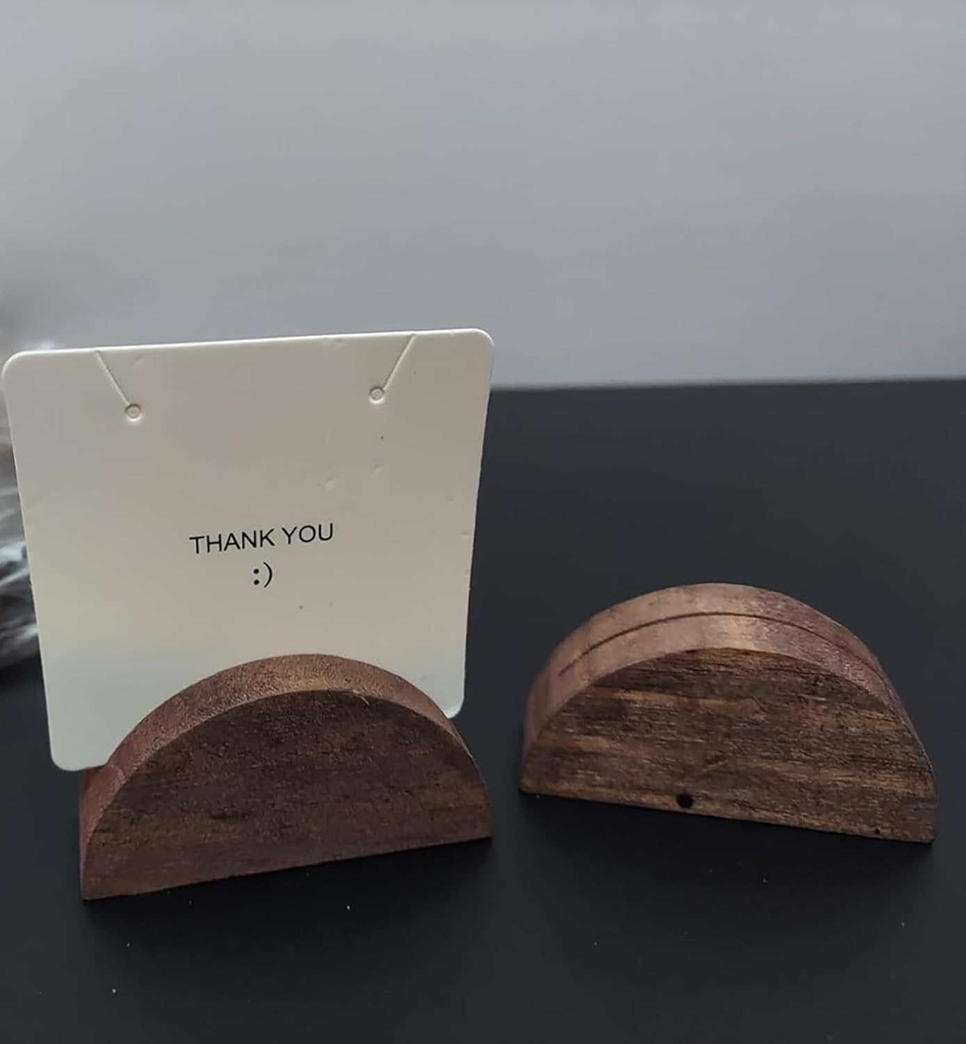 24 Pcs-6cm Table Number Stands, Wooden Semicircular Base - Wedding Place Card Holders, Restaurant Menu & Photo Holders for Tables Lightweight Indoor Design Office Tag Clips Banquet Birthday Party (brown)