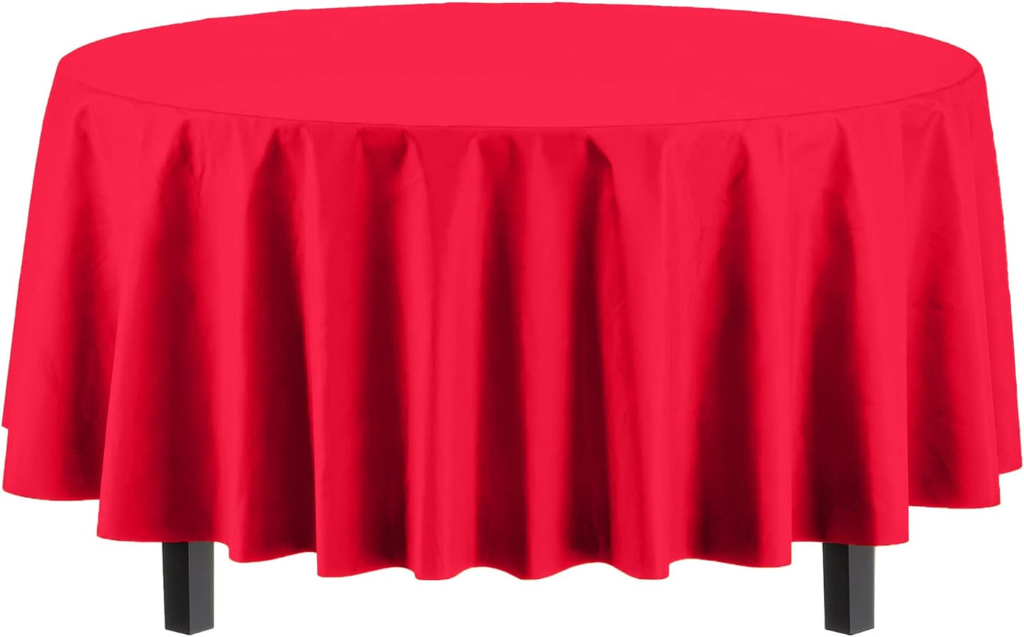 12-Pack Premium Plastic Tablecloth 84in. Round Table Cover - Red