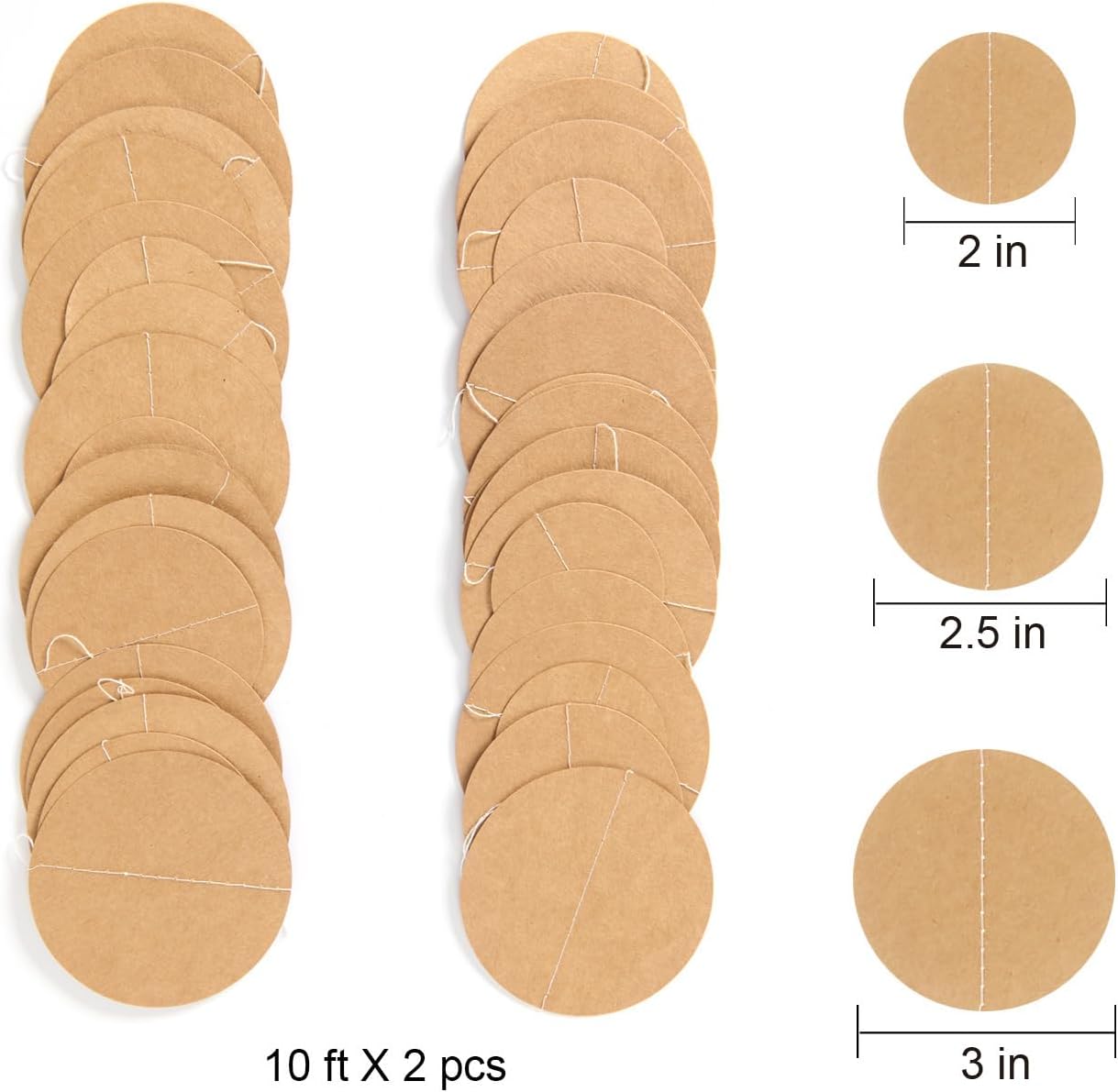 WEVEN Kraft Paper Garlands Circle String Decorations Party Streamers Backdrop, 20 Feet