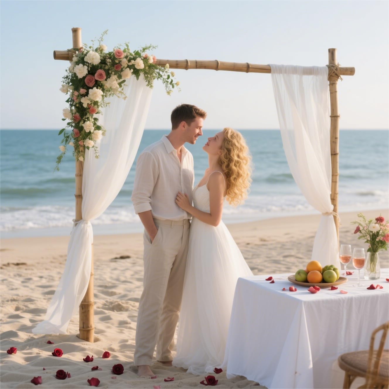 MLMW Wedding Arch Draping Fabric 1 Panel 29" x 20Ft Ivory Sheer Wedding Arch Backdrop Drapes Outdoor Curtain for Ceremony Party Background Ceiling Decor