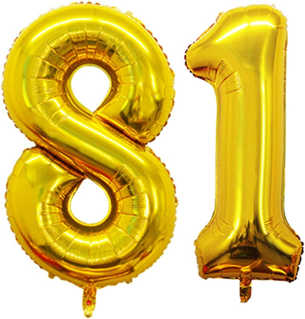 GOER Number 18 Balloons for 18th Birthday Sweet 18 Party Decorations,42 Inch Jumbo Foil Helium 81 Balloons for 81st Birthday Party Decoration (Gold)