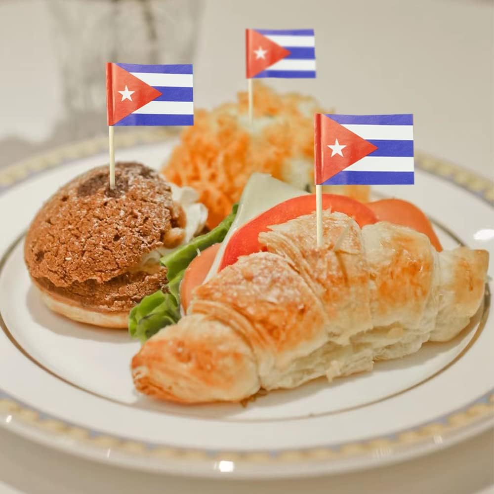 Cuba Flag Cuban Flag, Small Mini Cuba Toothpick Flags for Food, Cupcakes, Cocktails, Appetizers, Bar Party Decorations