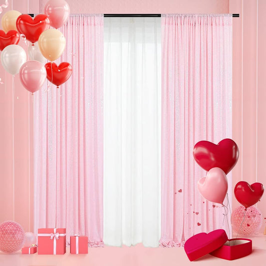 Pink Sequin Backdrop Curtains,2 Panels 2ft x 8ft Sequin Photography Backdrop Curtain for Wedding Party Xmas Decoration, Pink
