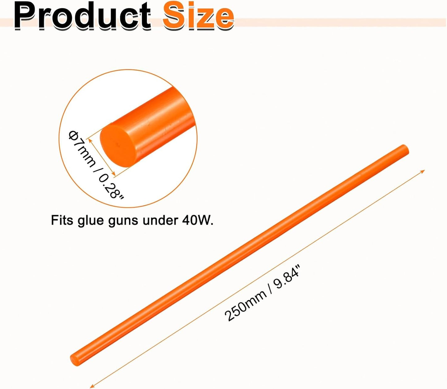 HARFINGTON 10pcs Hot Glue Sticks 0.28" Dia x 9.84" Long EVA Mini Hot Melt Adhesive Glue Stick for Hot Melt Gun Wood Plastic Glass Flowers Fabrics Foam, Orange