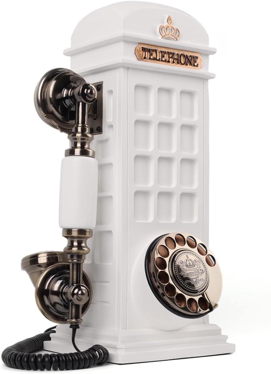 Audio Guest Book Wedding Phone, Record Customized Audio Message Guest Book for Wedding, Party and Gathering, Vintage Phone Booth Design， White