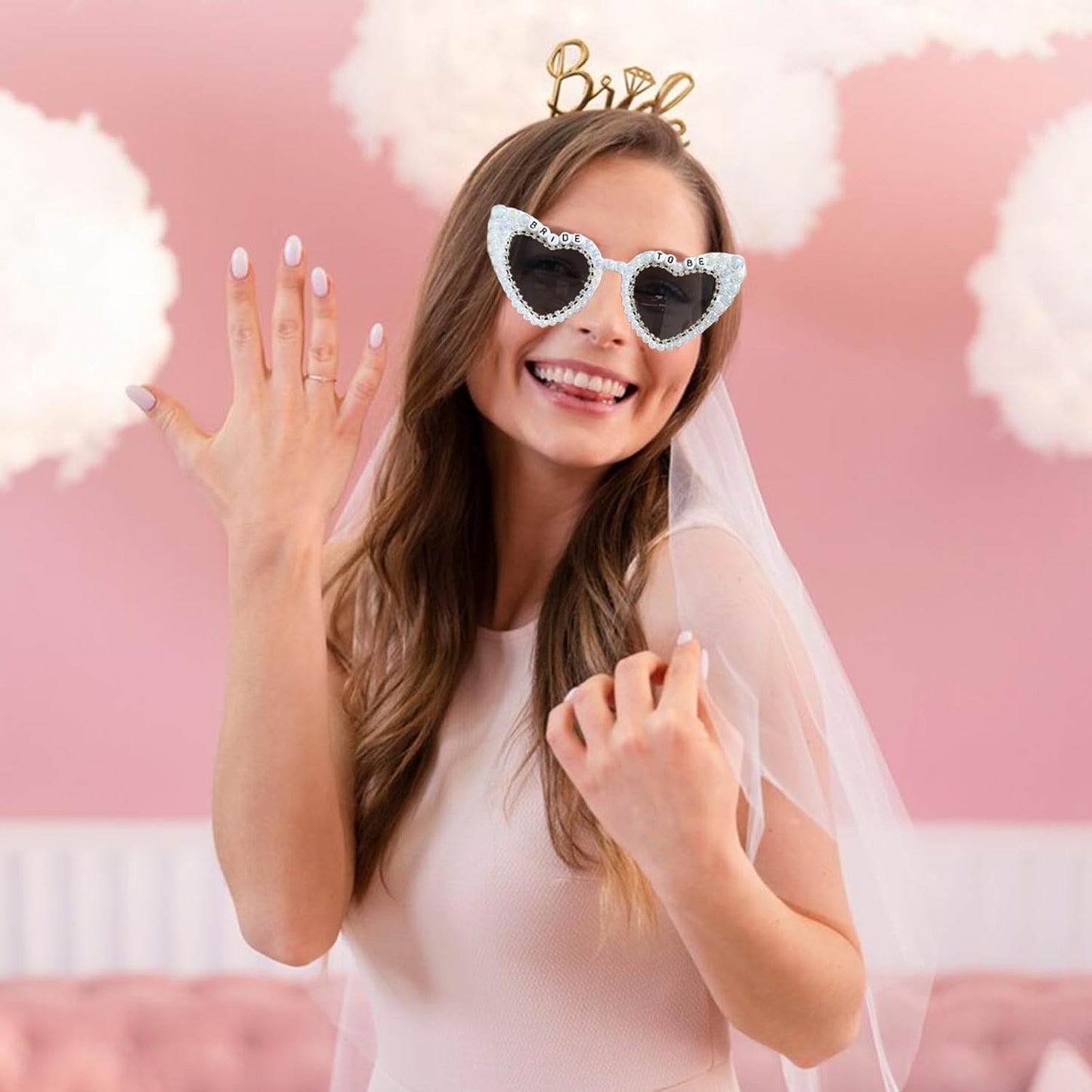 Bride Sunglasses for Bachelorette Party - Bride To Be White Heart Glasses for Bachelorette Party Favors Accessories Gifts Decor