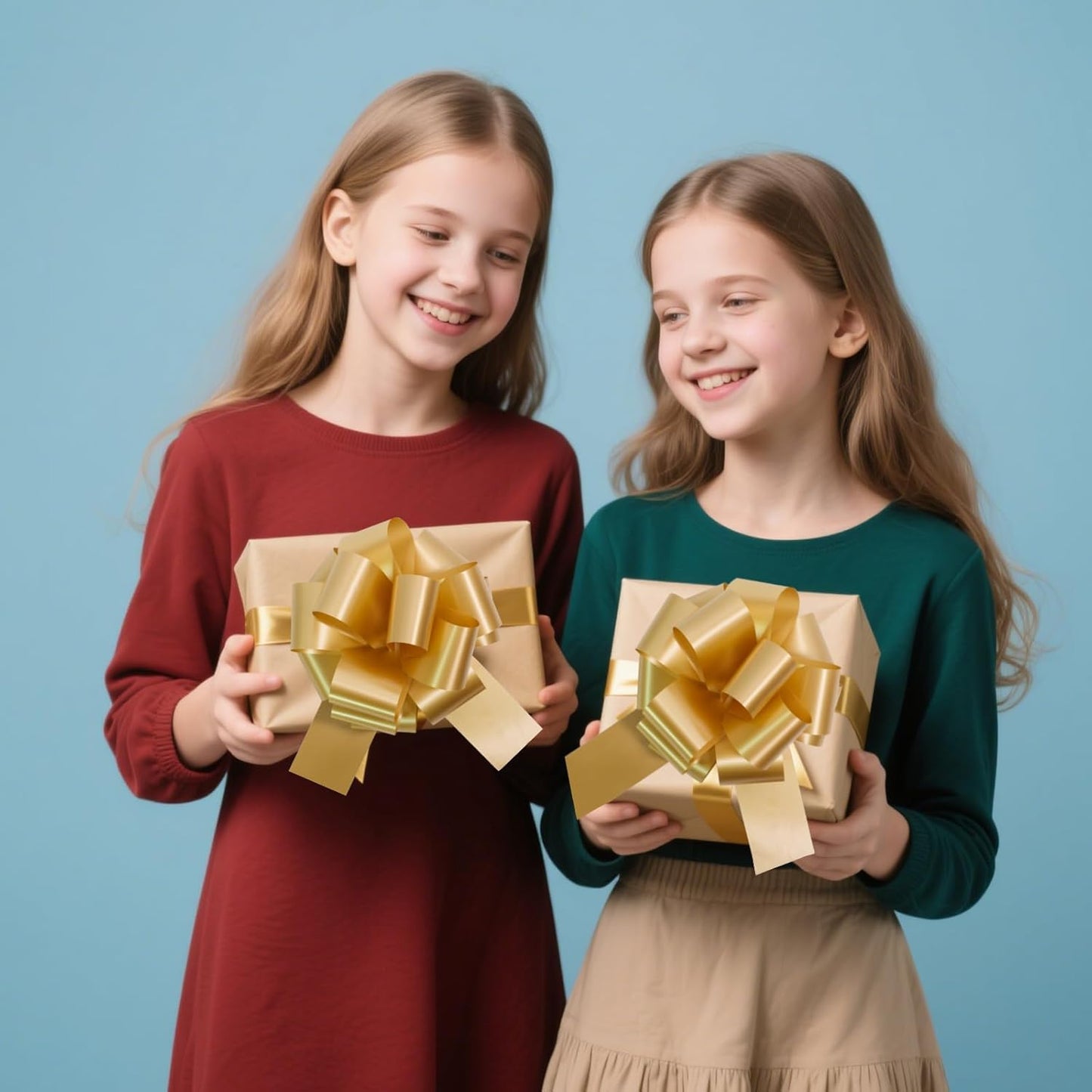 12 PCS 6 Inch Golden Pull Bows - Perfect for Gift Wrapping, Wedding Decor, Car Bows, Birthday Parties, Christmas and Valentine's Day