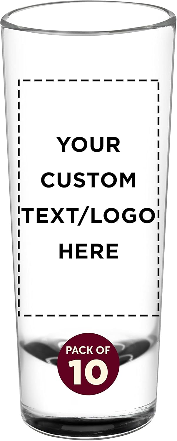 Custom Cordial Shooter Shot Glasses 2 oz. Set of 10, Personalized Bulk Pack - Great for Birthdays, Parties, Indoor & Outdoor Events - Black