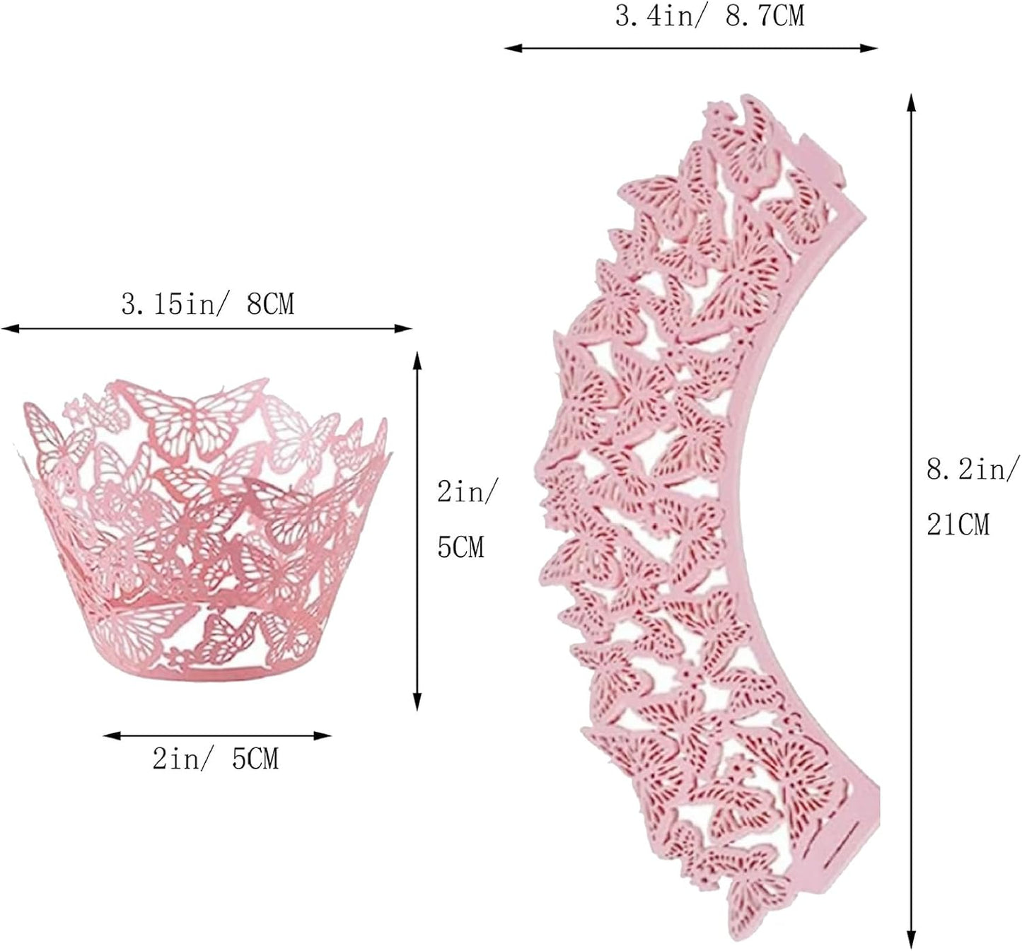 Cupcake Liners, Cupcake Wrappers Artistic Bake Cake Toppers Little Butterfly Flowers Paper White Pink Purple for Wedding Brtyday Party Decoration Pack of 24