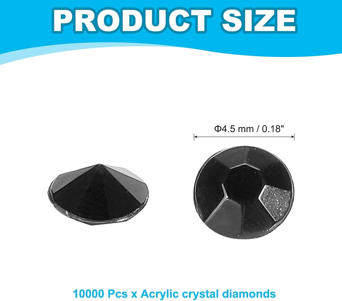 PATIKIL 10000 Pcs Wedding Table Scatter Confetti Crystals 4.5mm Acrylic Diamonds Vase Fillers Gems for Table Centerpiece Decorations Party Vase Beads, Black